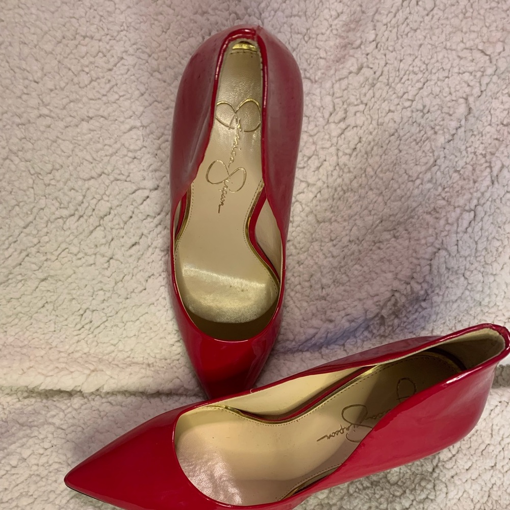 Jessica Simpson 4 1/2 inch Red Patent Leather Pumps (Used- Worn 2x-3x)